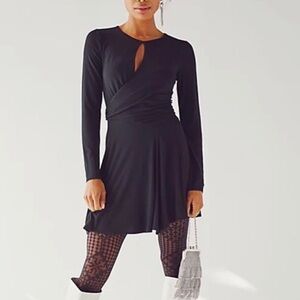 FREE PEOPLE Beach Vance‎ Mini Dress Keyhole Long Sleeve Size M NWT
